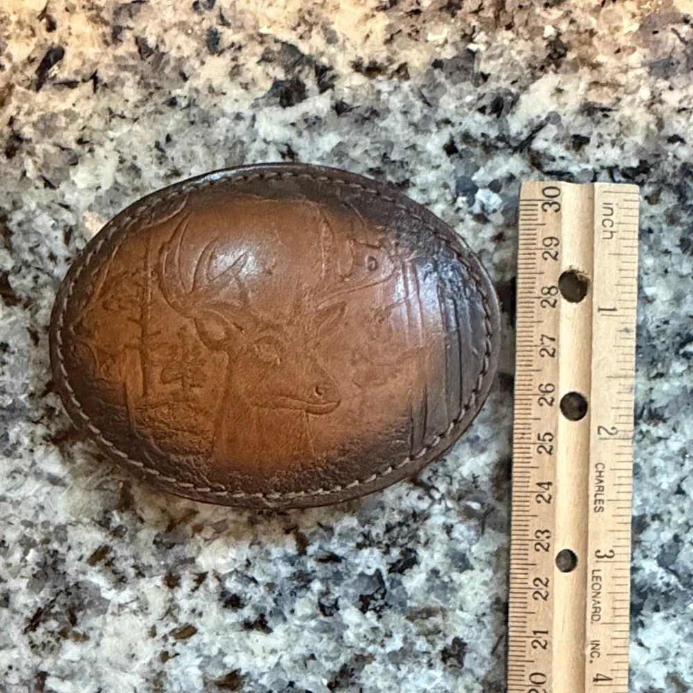 Belt Buckle with Buck Design -Leather- Vintage